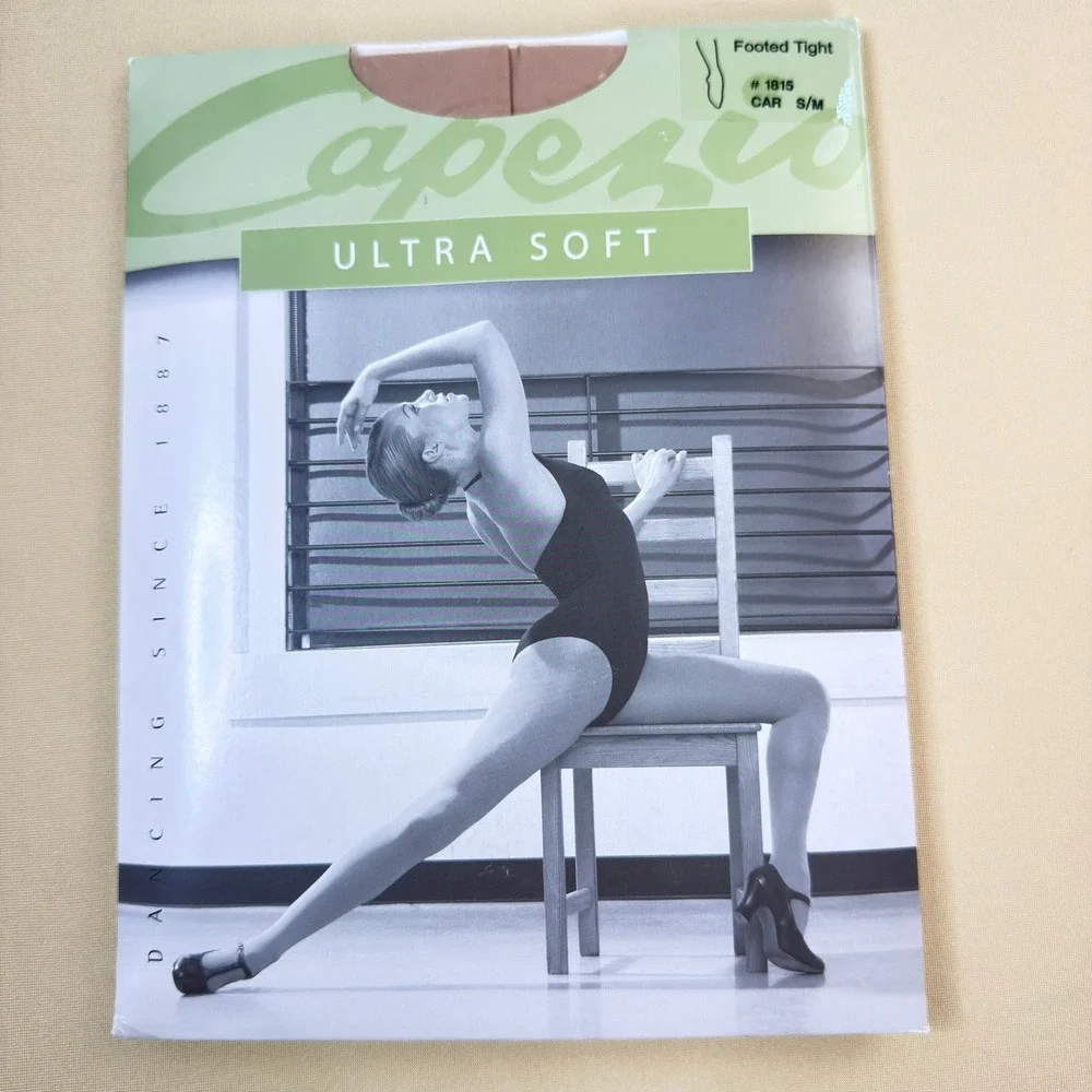 Capezio 1815 Ultra Soft Footed Dance Tights Caramel CAR Small Medium S/M NEW